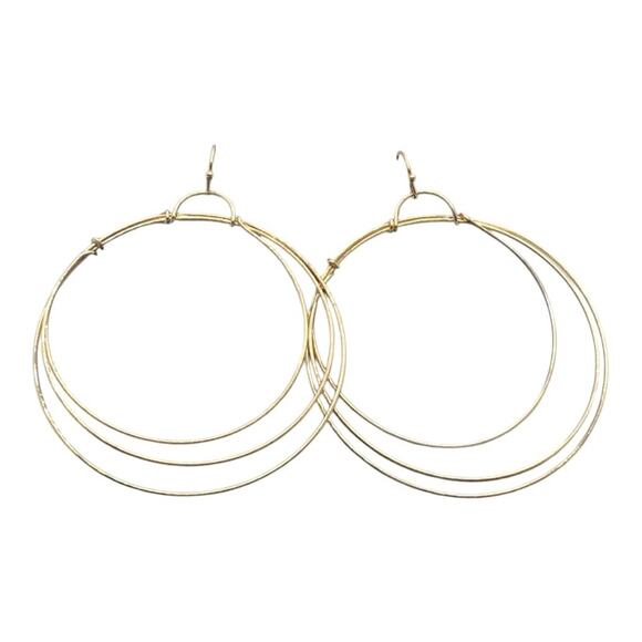 A New Day NWT 3 Hoop Gold Tone Dangle Hoop Earrings - Picture 2 of 13